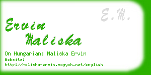 ervin maliska business card